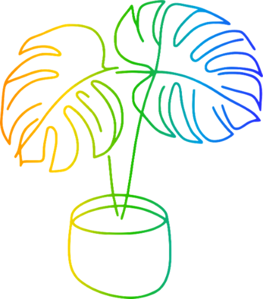 Monstera Regenbogen Linienkunst